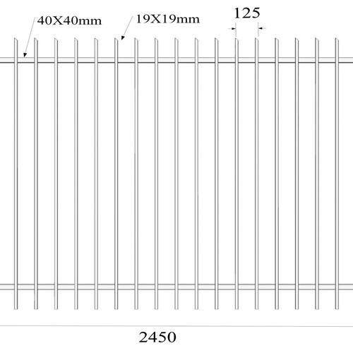 45° Mitred Picket 2100mmx2450mm Steel Fence