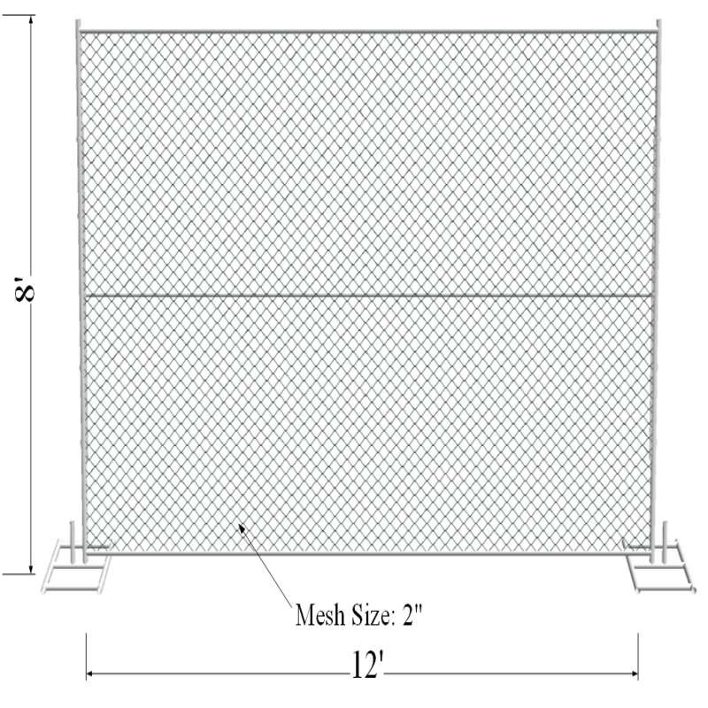 8x12 Temporary Chain Link Fence for Secure Enclosures