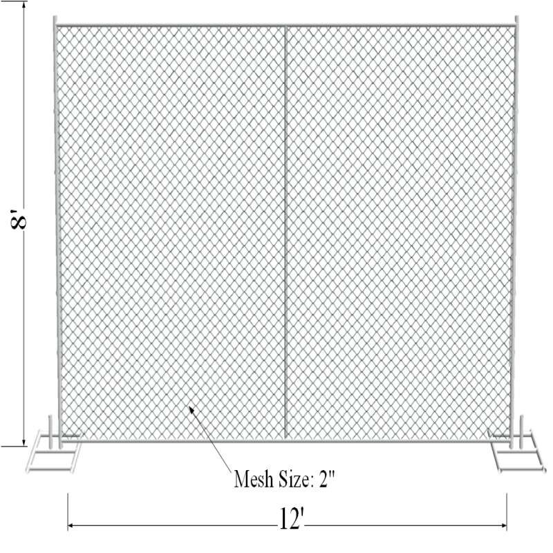 8x12 Temporary Chain Link Fence for Secure Enclosures