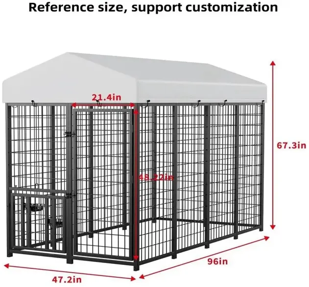 Heavy-Duty-Weatherproof-Metal-Cage-with-Roof-Easy-Assembly-for-Large-Dogs-1