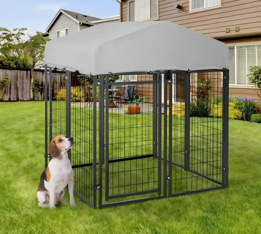 Welded Wire Mesh Dog Kennels with roof for sale