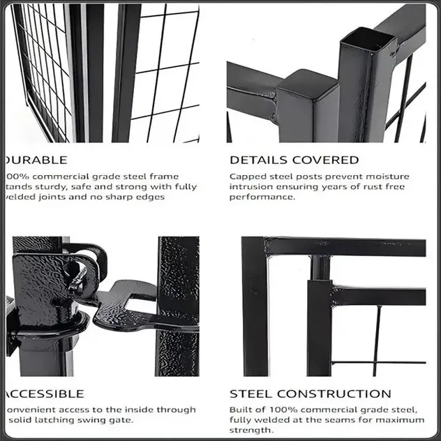 Heavy-Duty-Weatherproof-Metal-Cage-with-Roof-Easy-Assembly-for-Large-Dogs