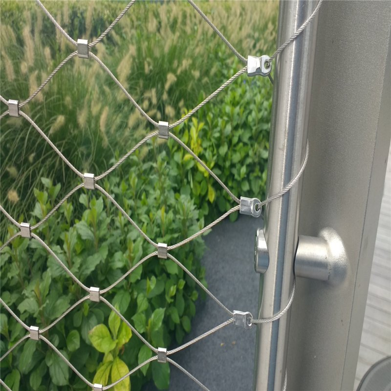 green-wall-cable-mesh-woven-rope-mesh-ferrule-rope-mesh942 Perimeter cables and rods with tensioners around stainless rope mesh