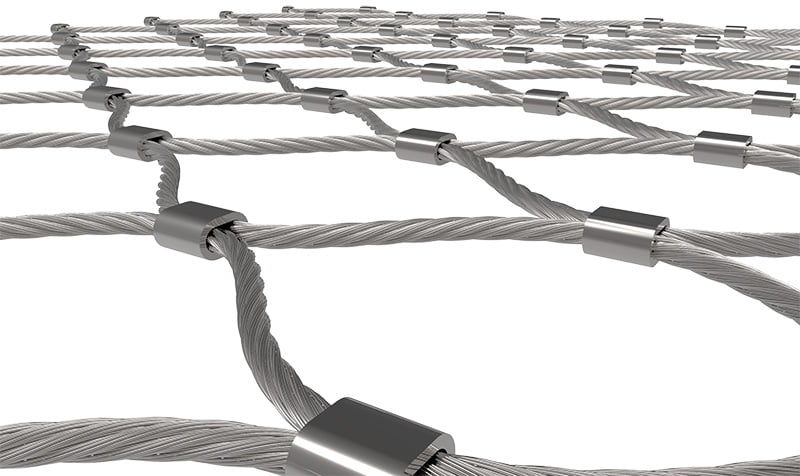top view of rope diamond ferrule mesh