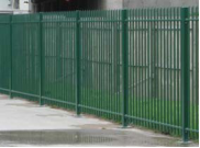 steel tube picket fence installed view